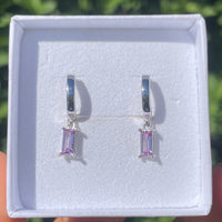 Alexandrite Baguette Hoop Earrings