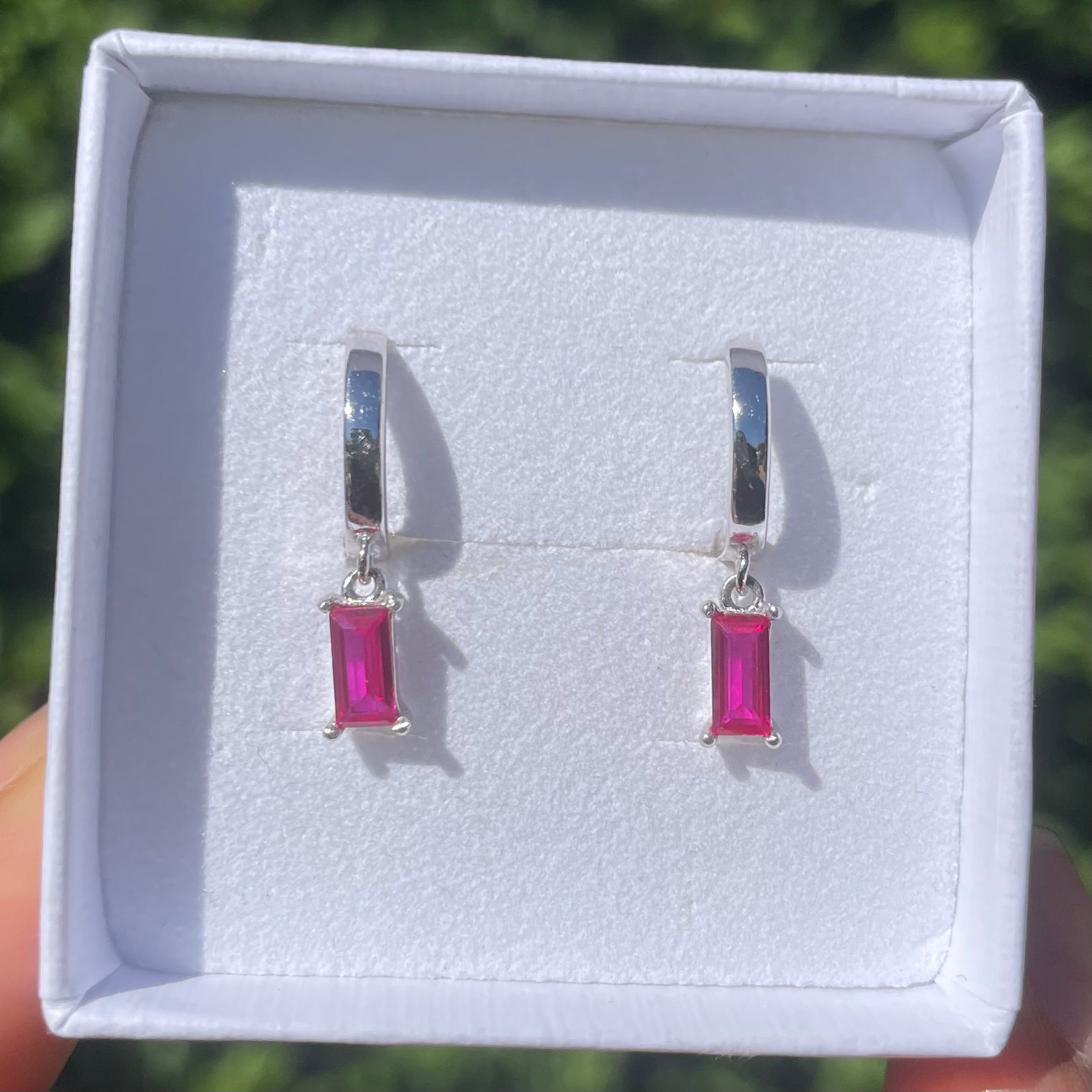 Ruby Baguette Earring