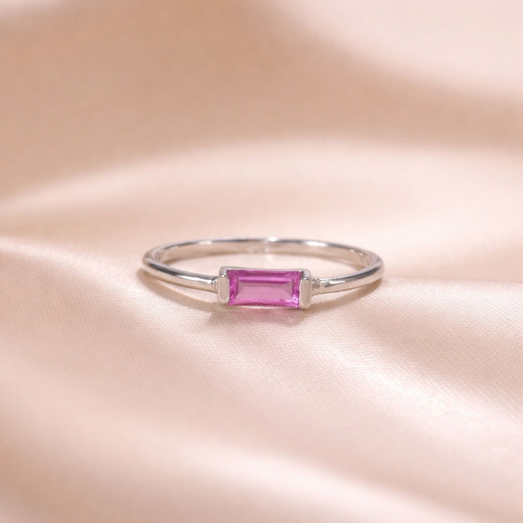 Pink Sapphire Baguette Ring