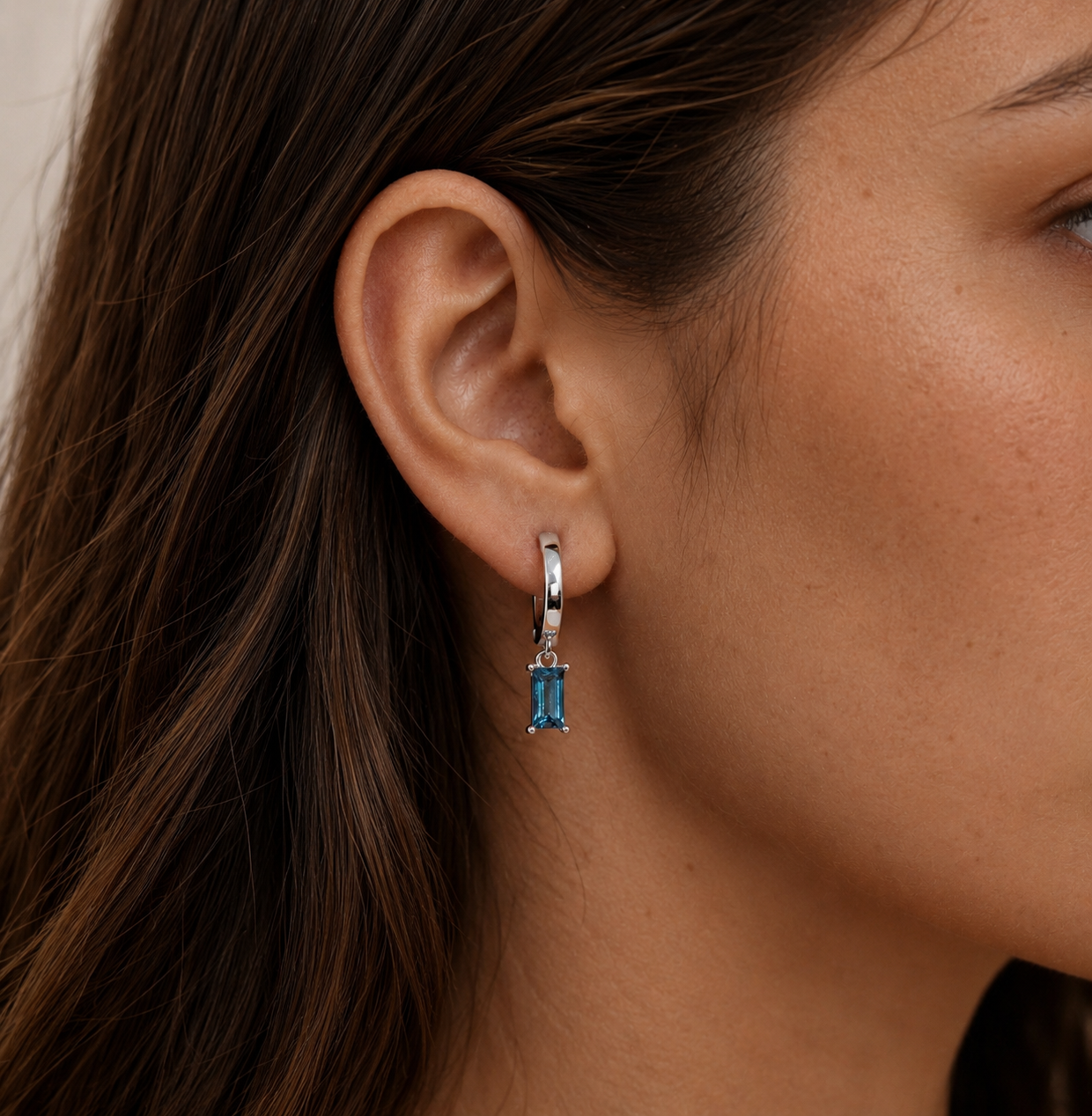 London Blue Topaz Baguette Earring