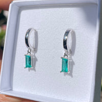 Paraiba Tourmaline Baguette Hoop Earrings