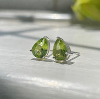Natural Peridot Pear Cut Stud Earrings