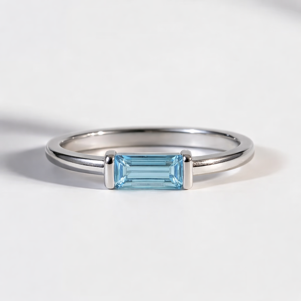 Aquamarine Baguette Ring