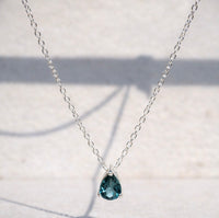 London Blue Topaz Pear Cut Pendant Necklace