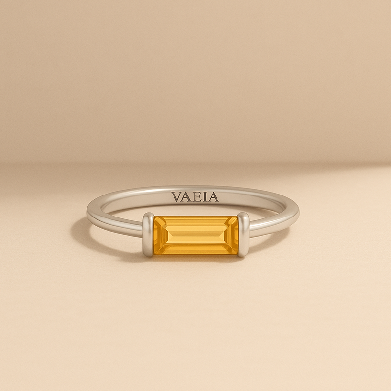 Citrine white gold ring