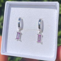 Alexandrite Baguette Hoop Earrings