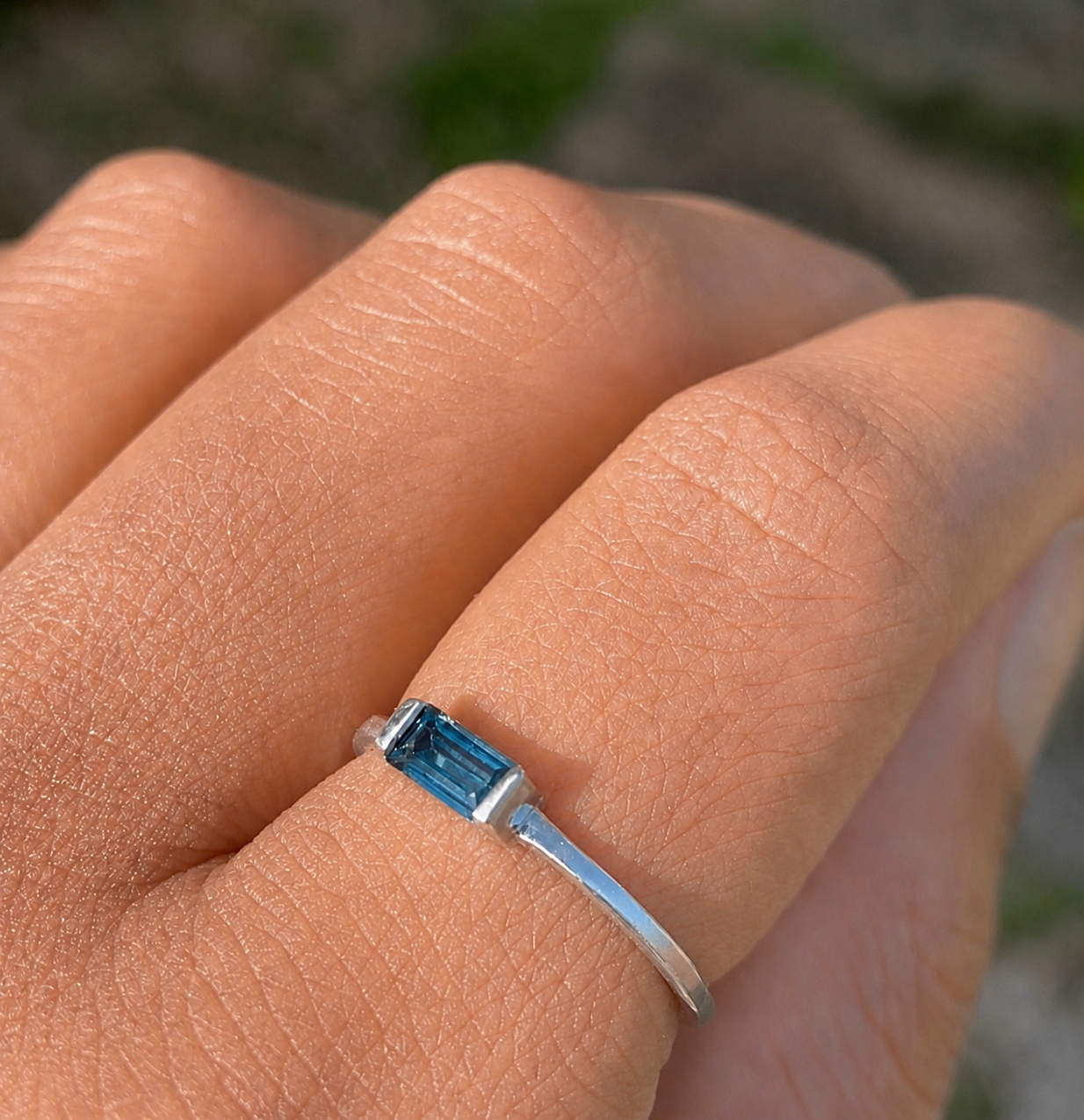 London Blue Topaz Baguette Ring