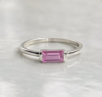 Pink Sapphire Baguette Ring