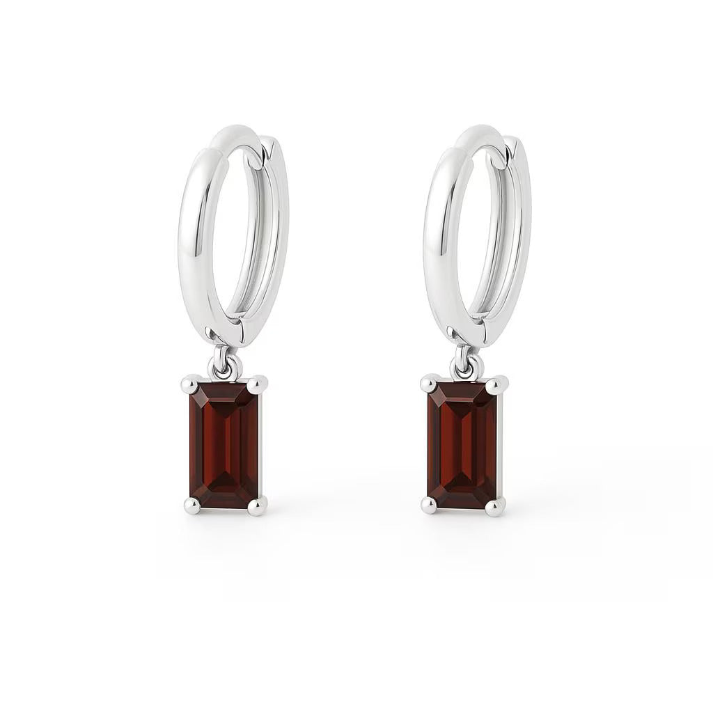 Garnet Baguette Earring