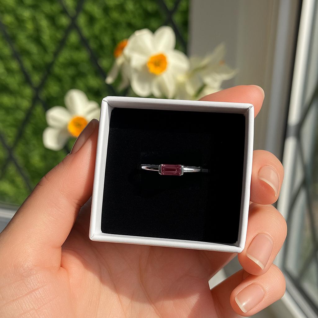 Garnet Baguette Ring