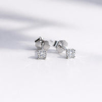 Moissanite Stud Earrings 3mm 0.1ct Round Cut in Sterling Silver