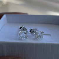 Moissanite Stud Earrings 5mm 0.5ct Round Cut in Sterling Silver