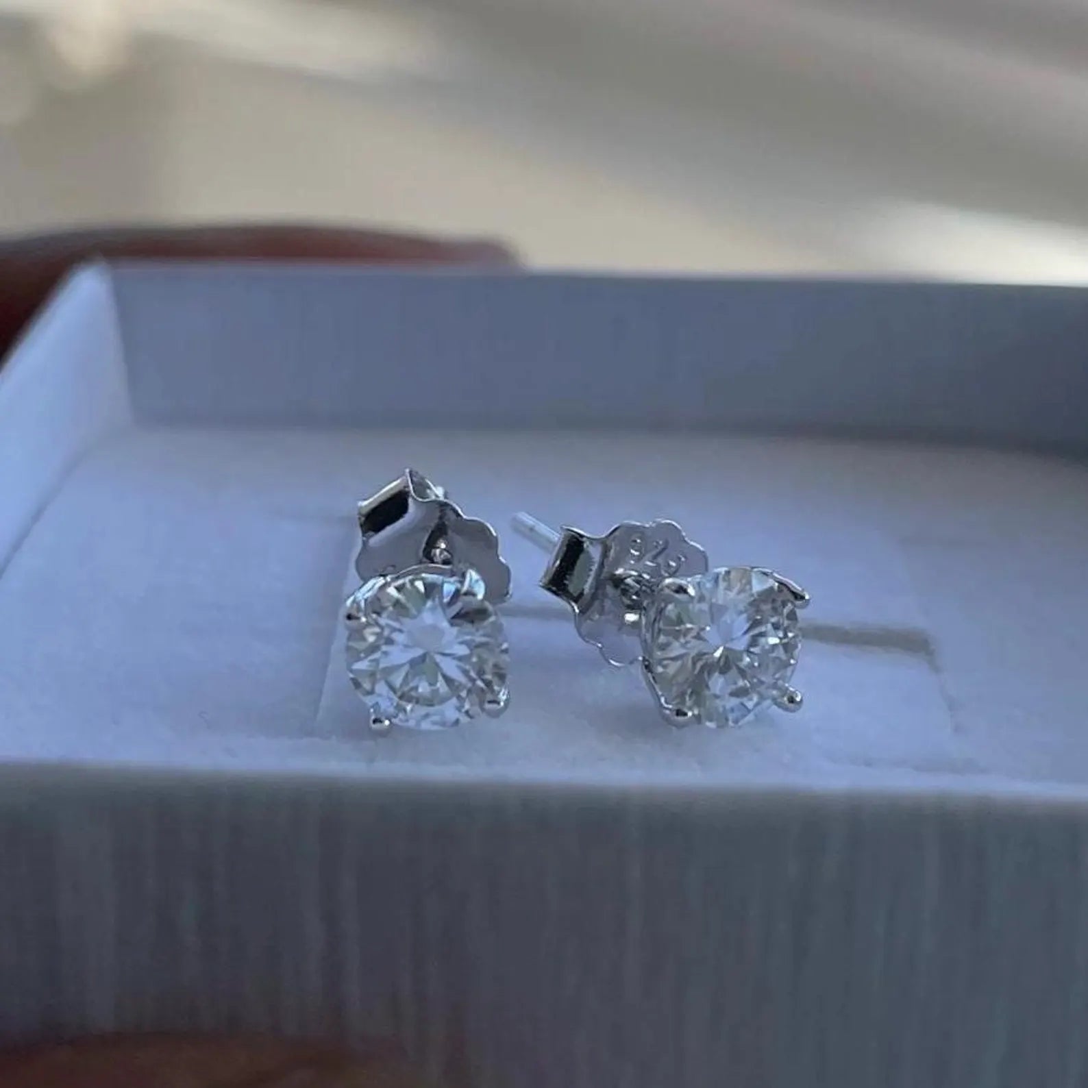Moissanite Stud Earrings 5mm 0.5ct Round Cut in Sterling Silver