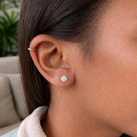 Moissanite Stud Earrings 5mm 0.5ct Round Cut in Sterling Silver