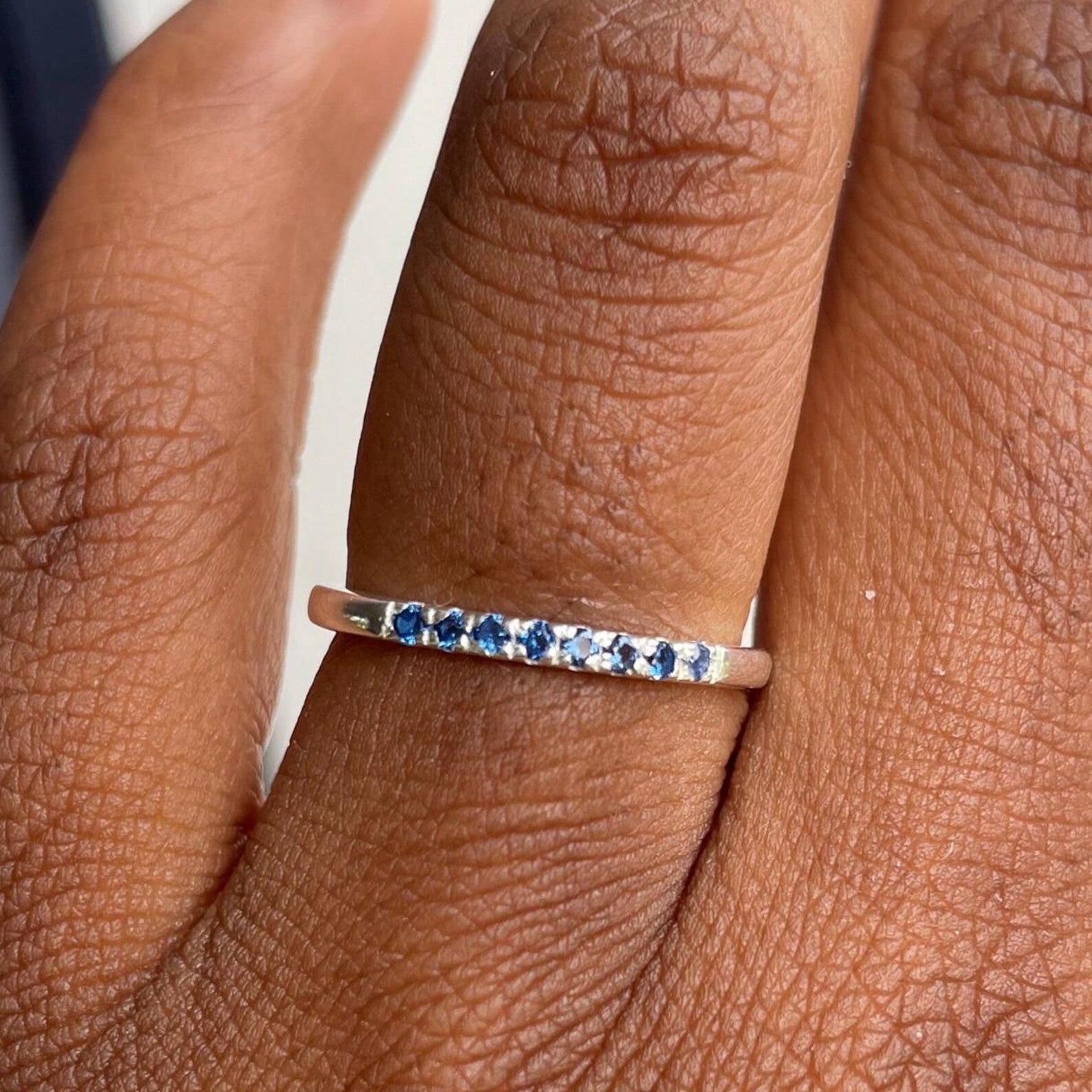 Blue Sapphire Half Eternity Ring