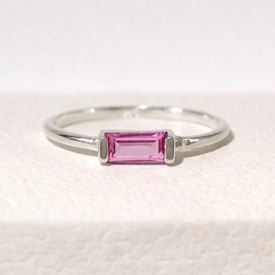 Pink Sapphire Baguette Ring