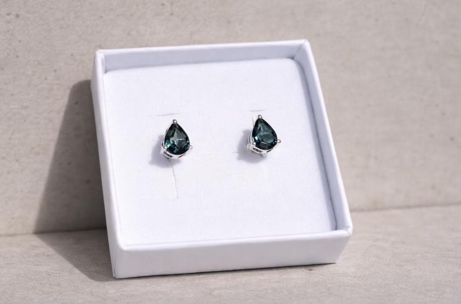 London Blue Topaz Pear Cut Stud Earrings