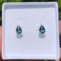 London Blue Topaz Pear Cut Stud Earrings