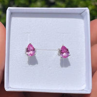 Pink Sapphire Pear Cut Stud Earrings