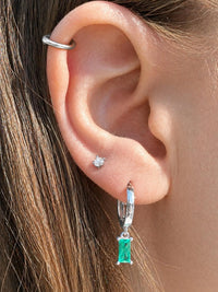 Paraiba Tourmaline Baguette Hoop Earrings