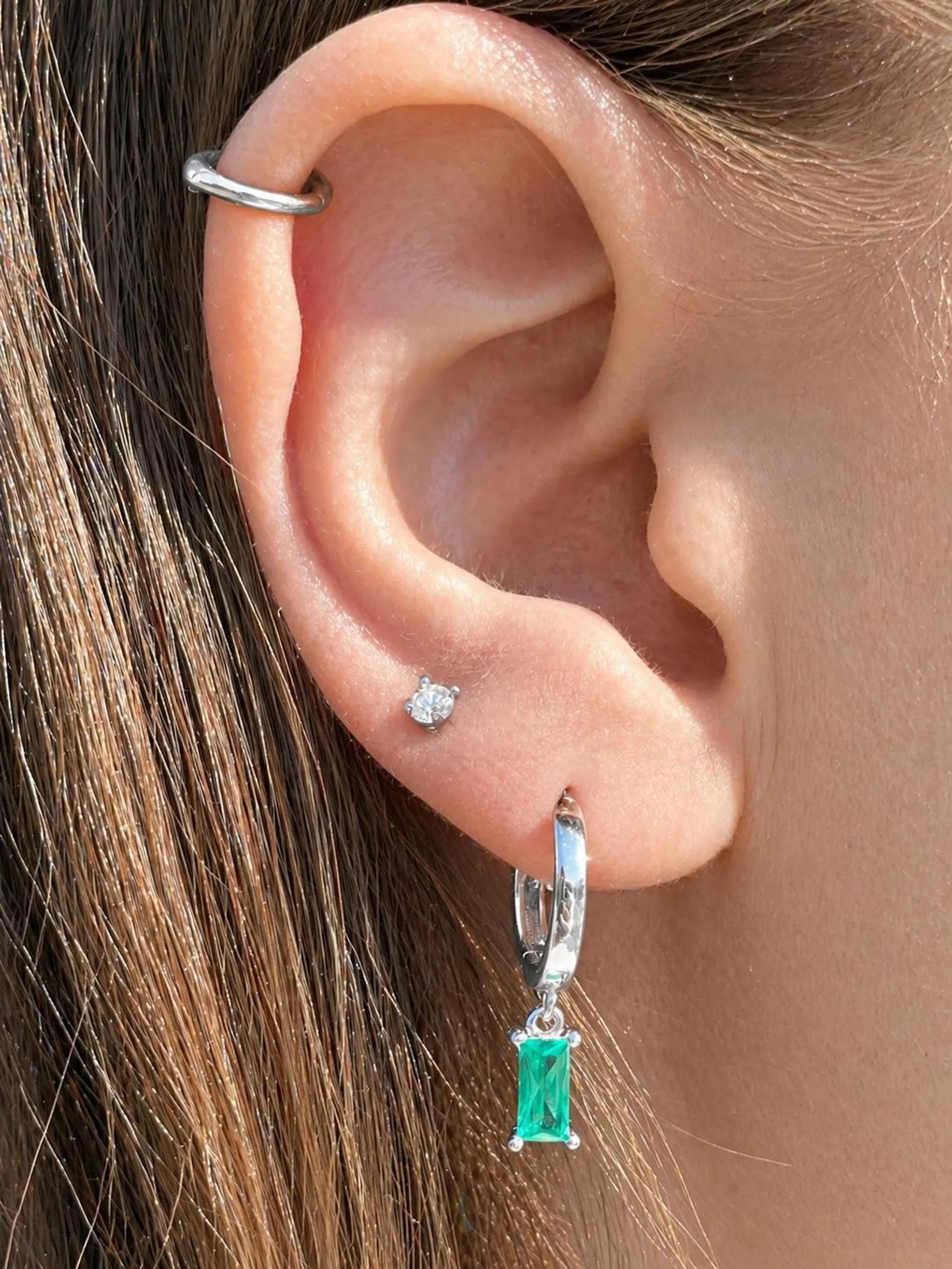 Paraiba Tourmaline Baguette Hoop Earrings