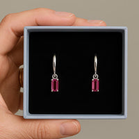 Pink Tourmaline Baguette Earring