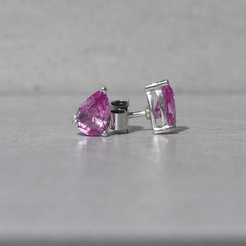 Pink Sapphire Pear Cut Stud Earrings