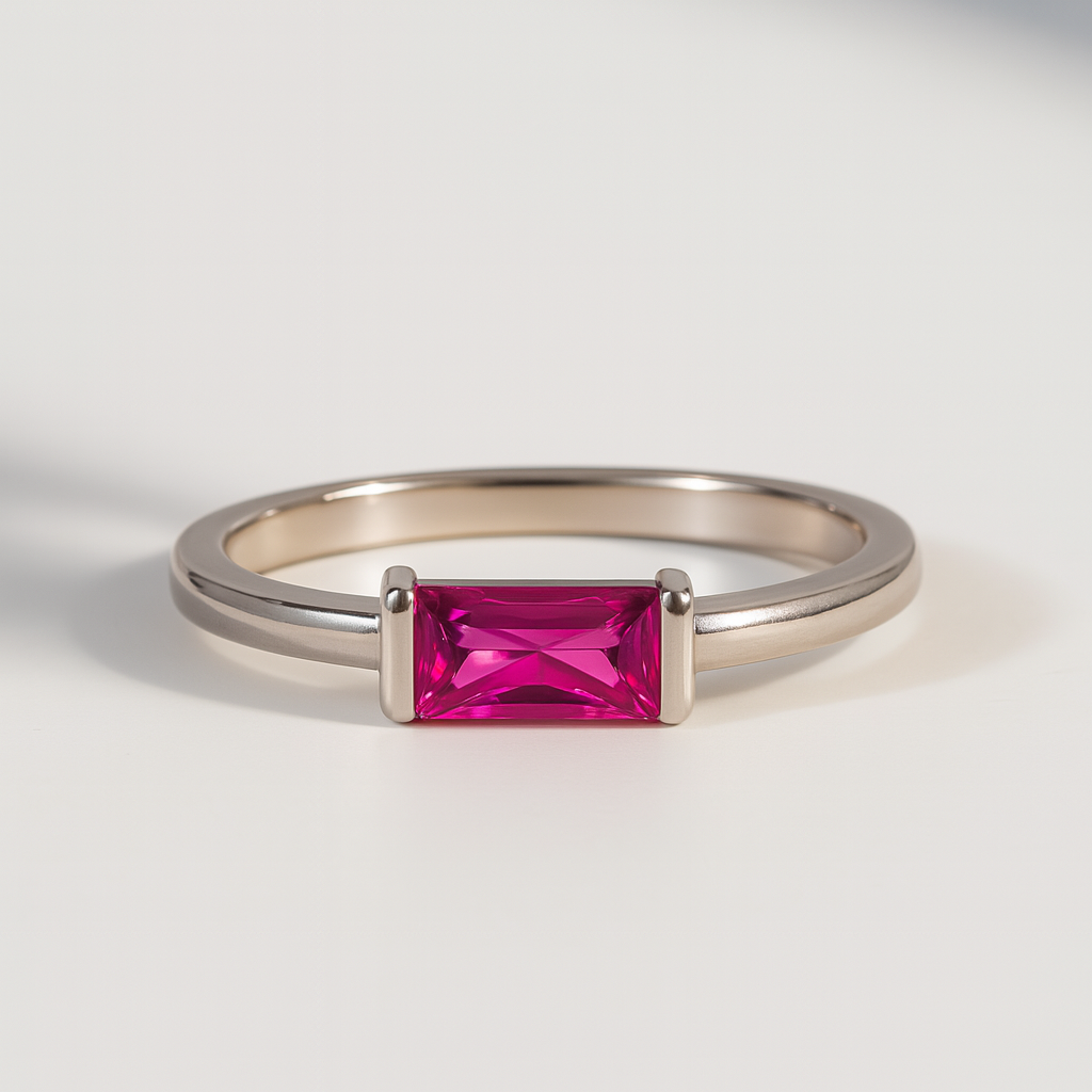 Pink Tourmaline Baguette Ring