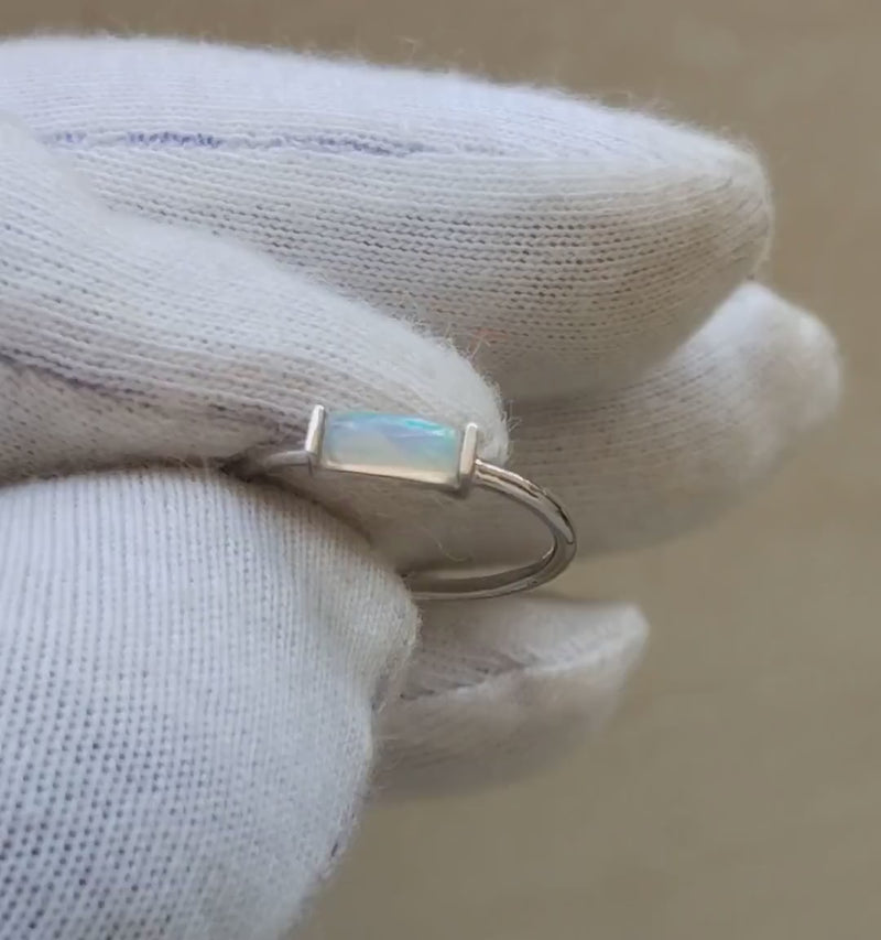 Ethiopian Opal Baguette Ring