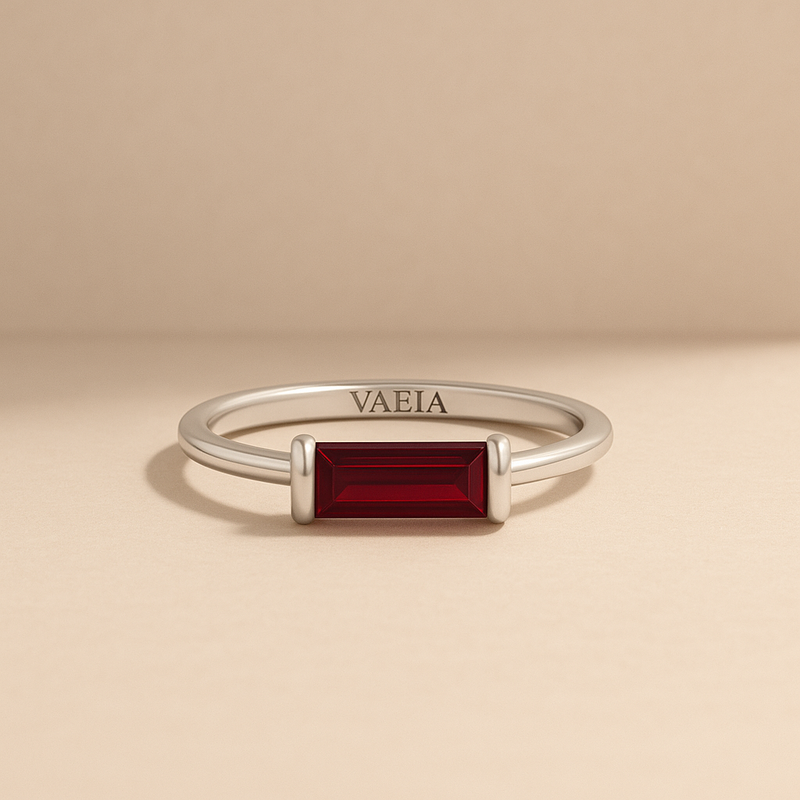 White gold garnet ring